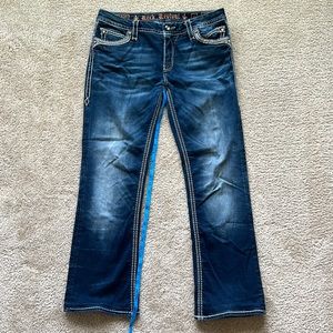 Rock Revival. Eleanor Easy Boot Stretch Jeans. Gently worn. Lots of bling!